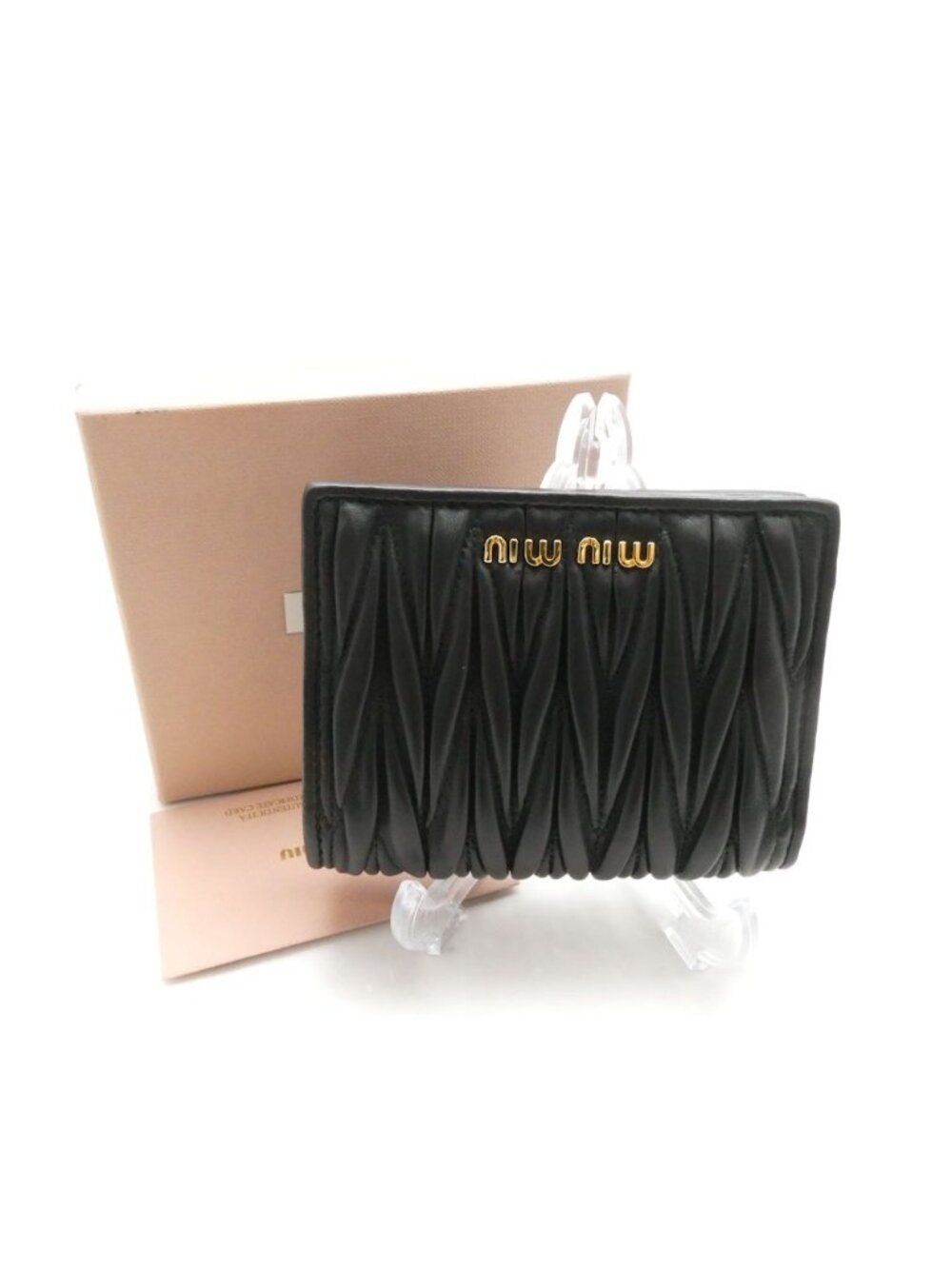 Miu Miu Matelasse Bifold Logo Wallet